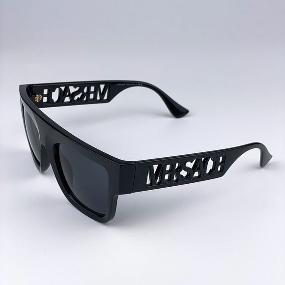 Versace VE4430U GB1/87 BRAND NEW Sunglasses Black Grey Frame Logo Square Unisex